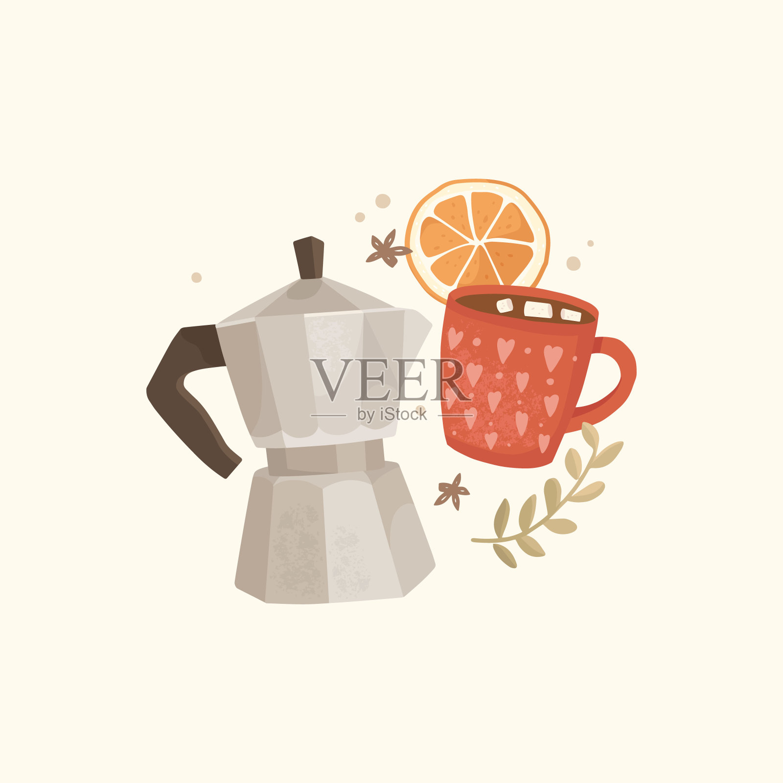 间歇泉咖啡壶插画图片素材