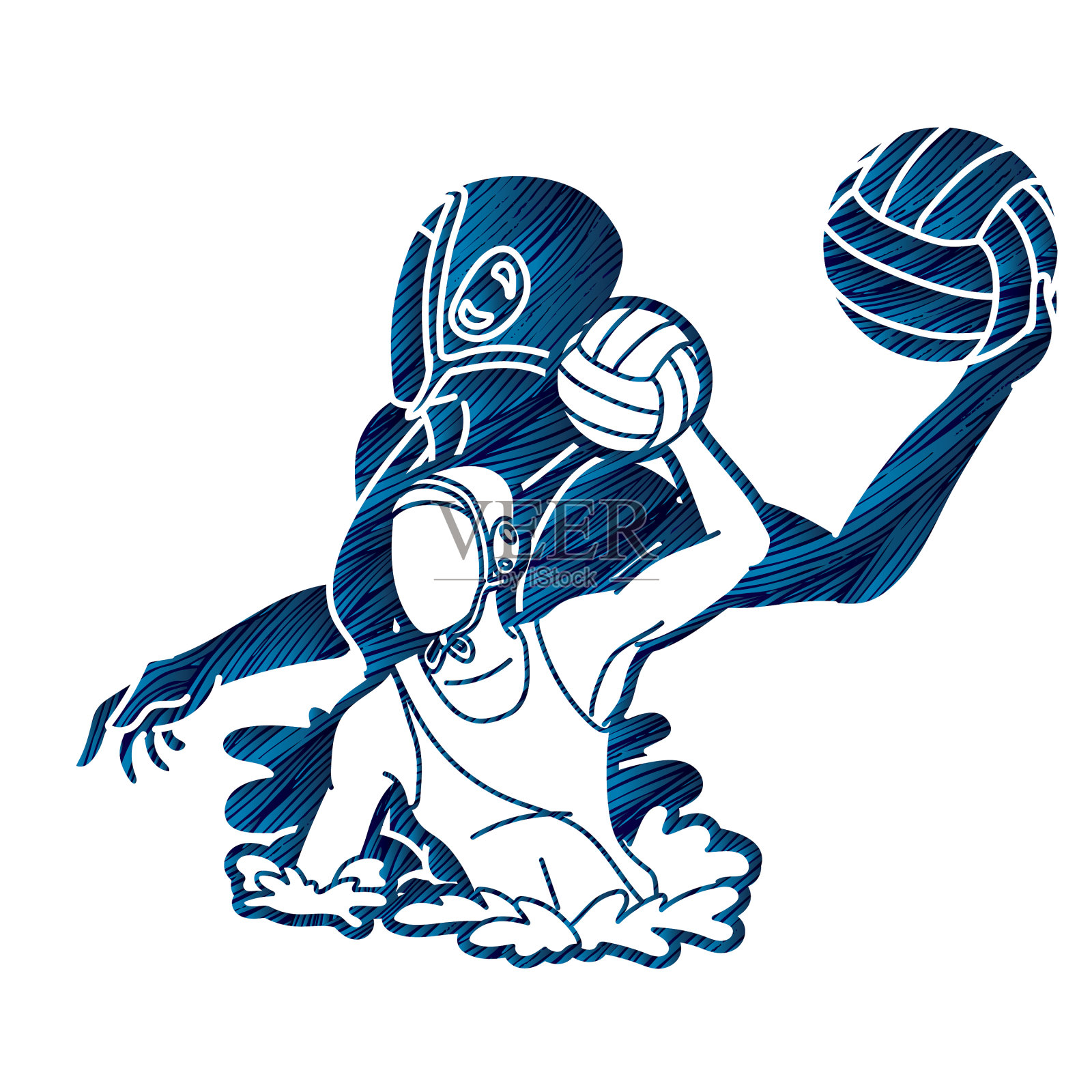 团体水球运动员动作卡通设计元素图片