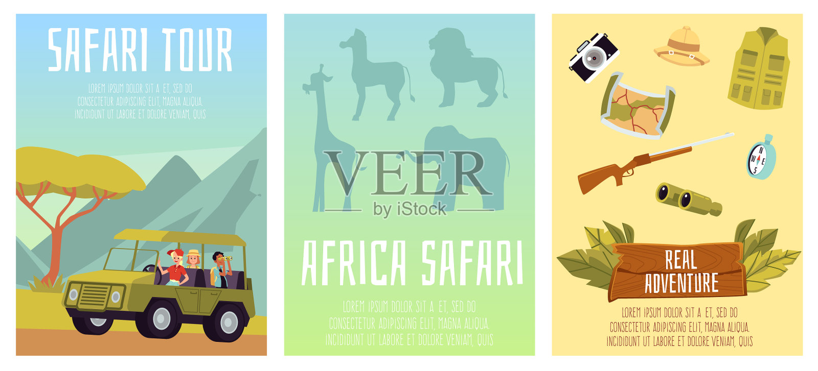 制作非洲野生动物狩猎之旅海报图标素材