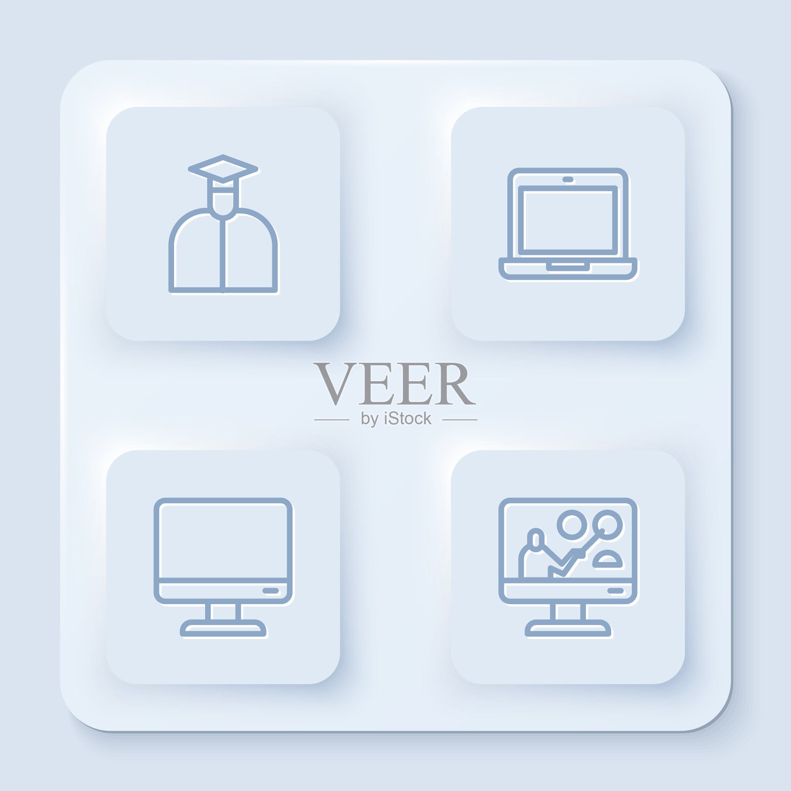 设行学生笔记本电脑显示器屏幕图标素材
