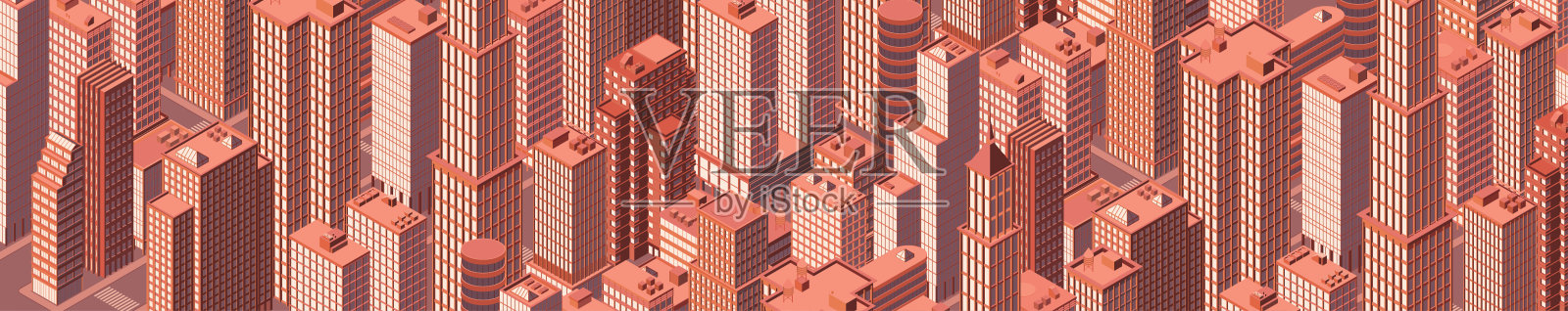 2.5D城市天际线矢量素材插画图片素材