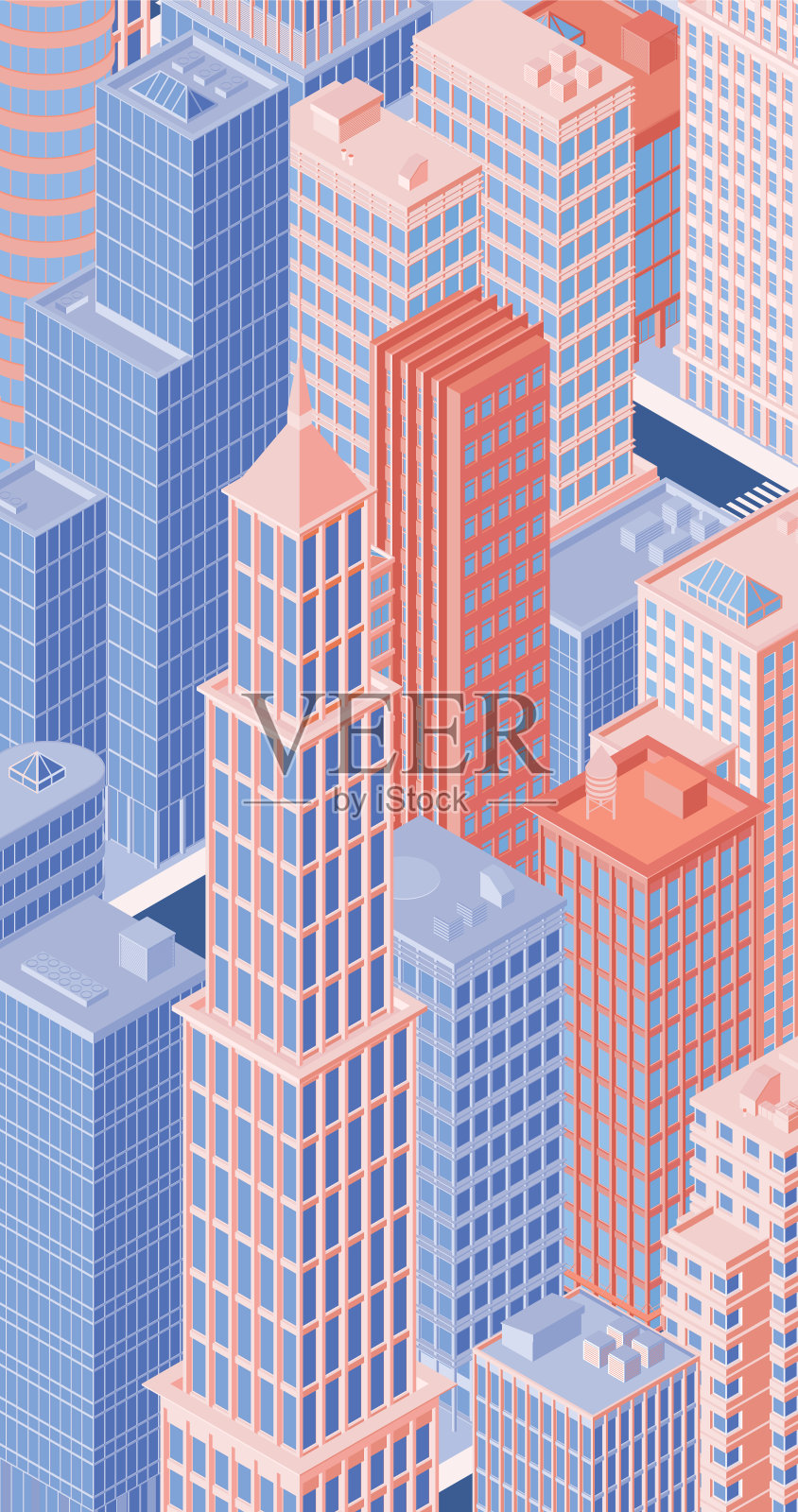 2.5D城市天际线矢量素材插画图片素材