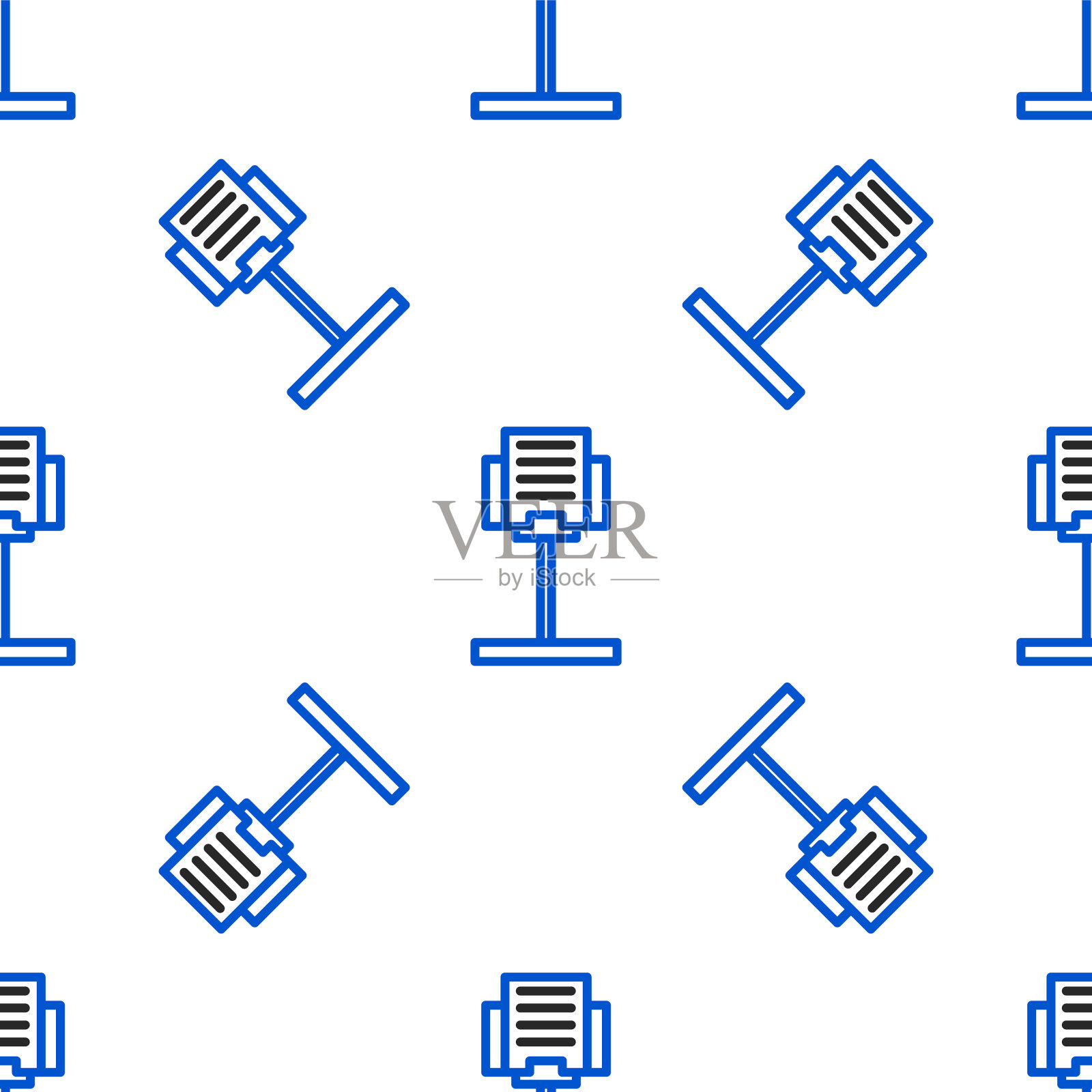 线音乐站图标隔离无缝模式上的白色背景。音乐设备。色彩斑斓的轮廓的概念。向量插画图片素材