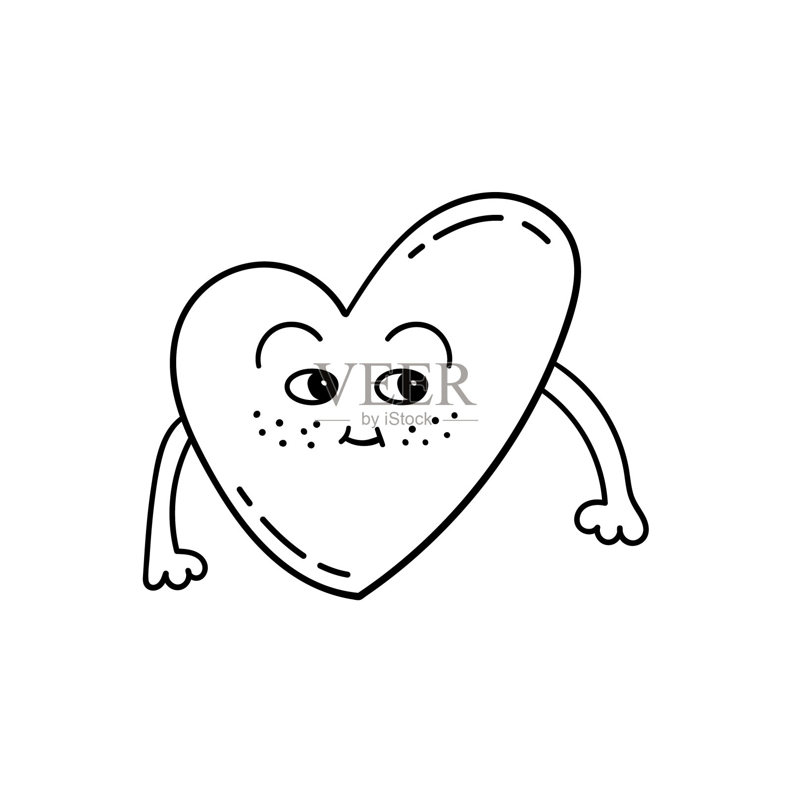 手绘爱心图案涂鸦情人节贺卡设计模板插画图片素材