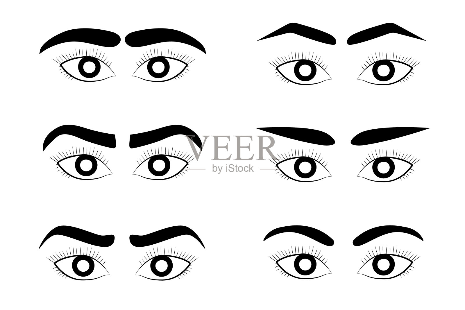 女人的眼睛和眉毛图像收集集。各种各样的眉毛插画图片素材