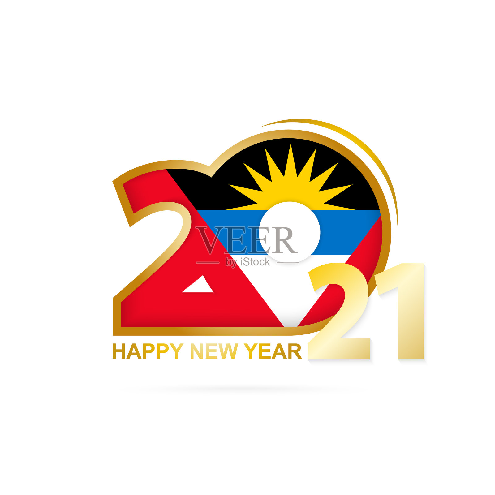 2021年安提瓜和巴布达国旗图案插画图片素材