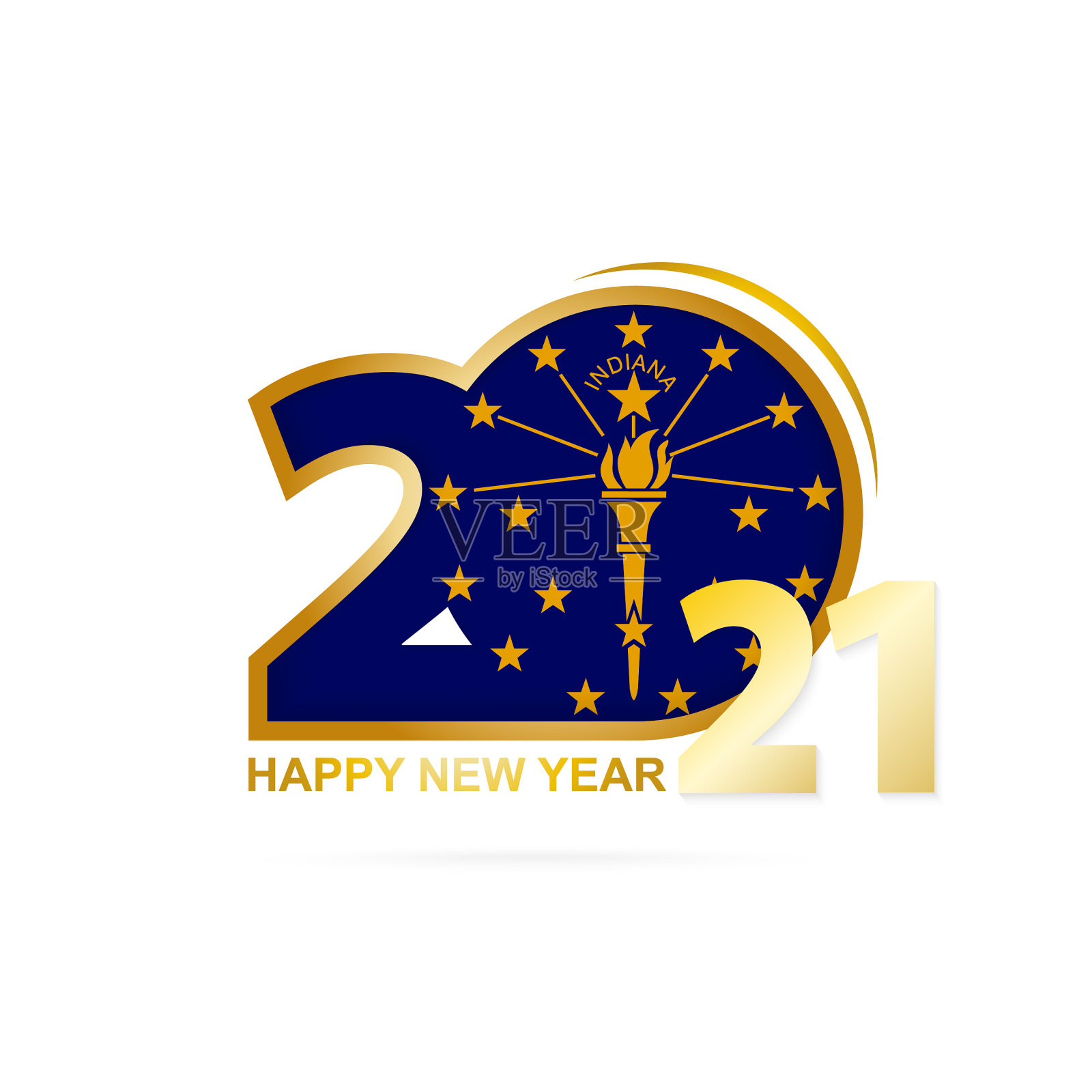 2021年与印第安纳州国旗图案快乐的新插画图片素材
