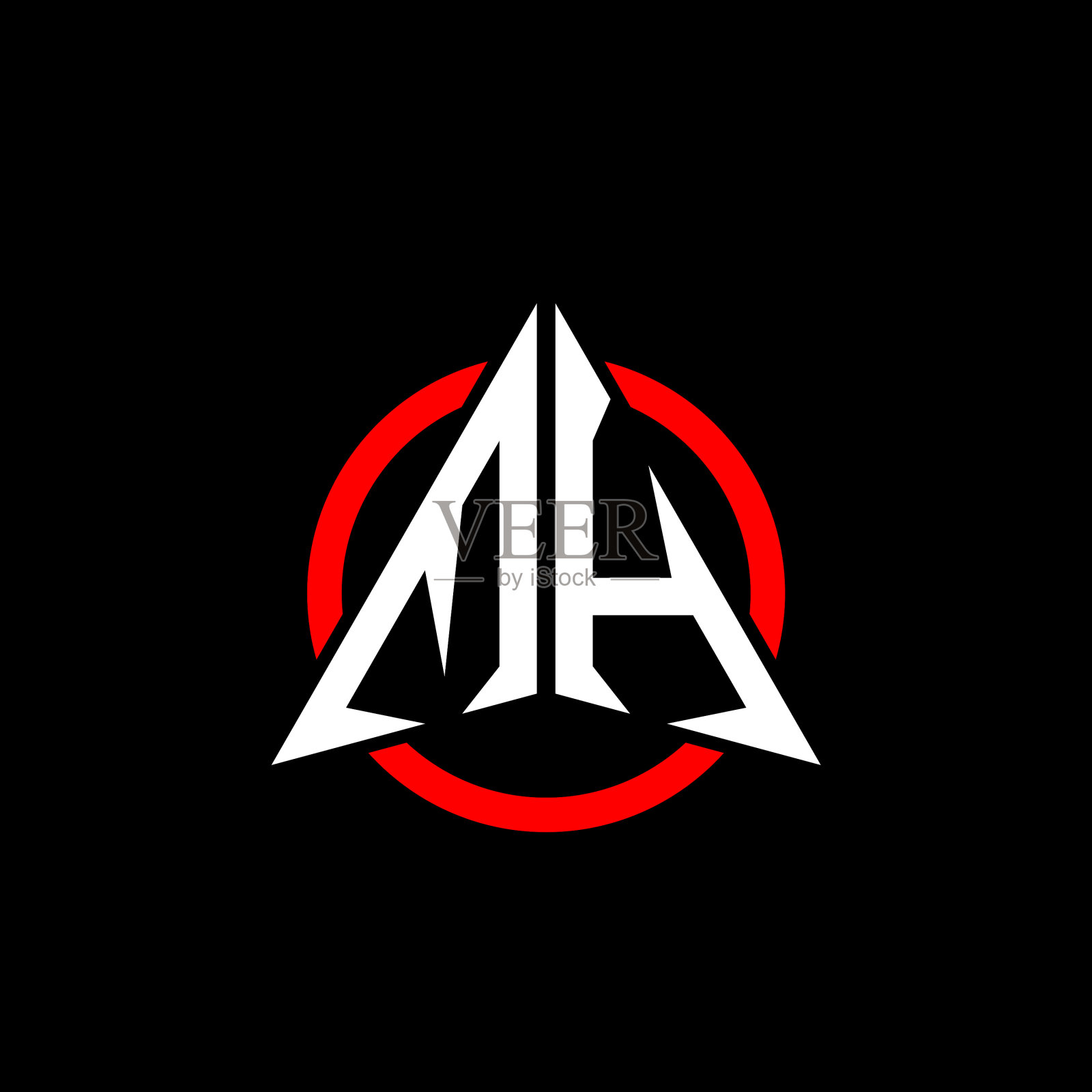 最初的标志箭头m h白色与红色环插画图片素材