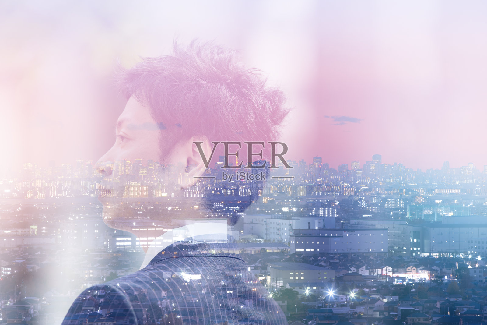 商人的形象和东京的城市景观照片摄影图片