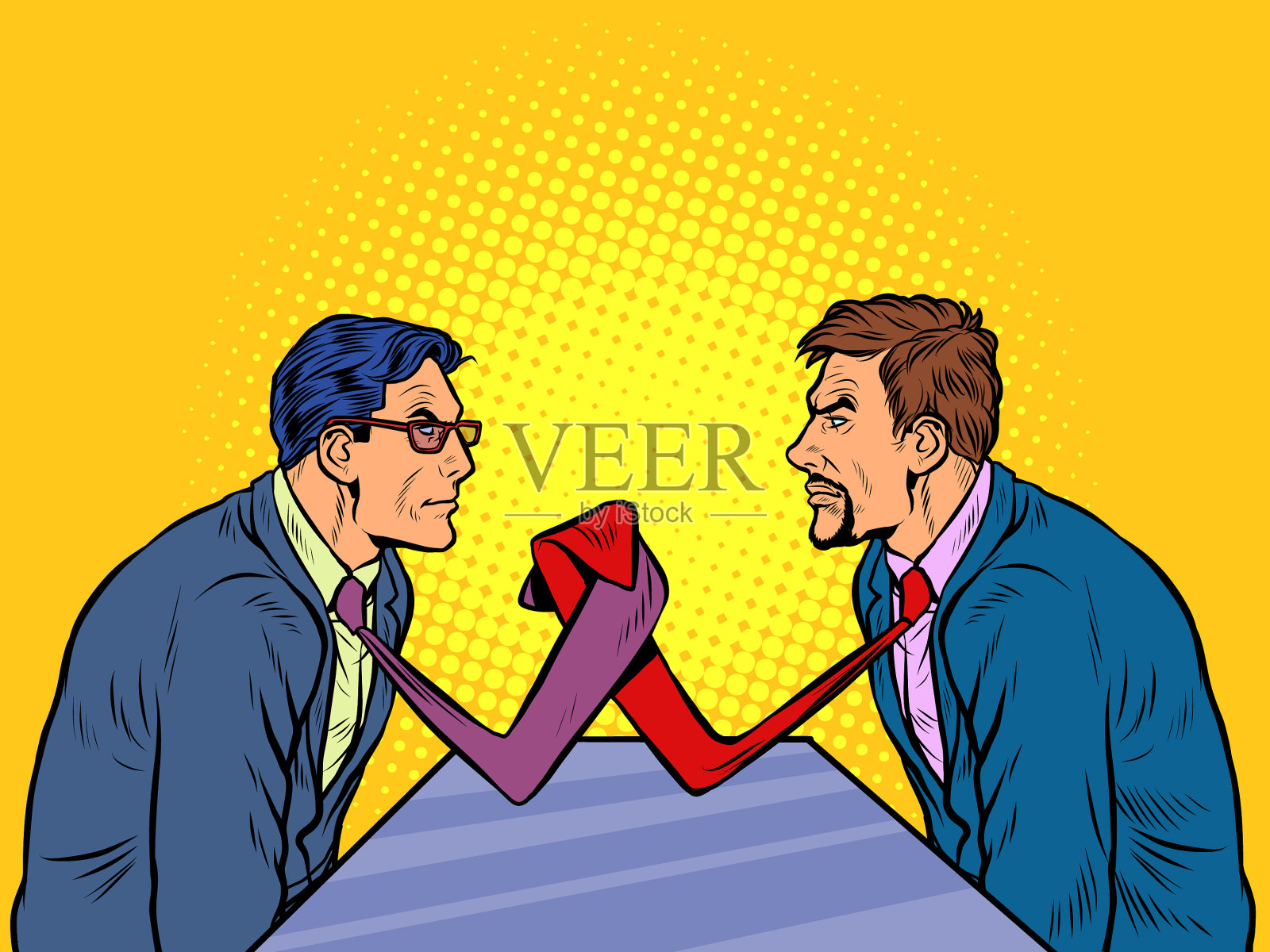 商人扳手腕,而不是双手插画图片素材