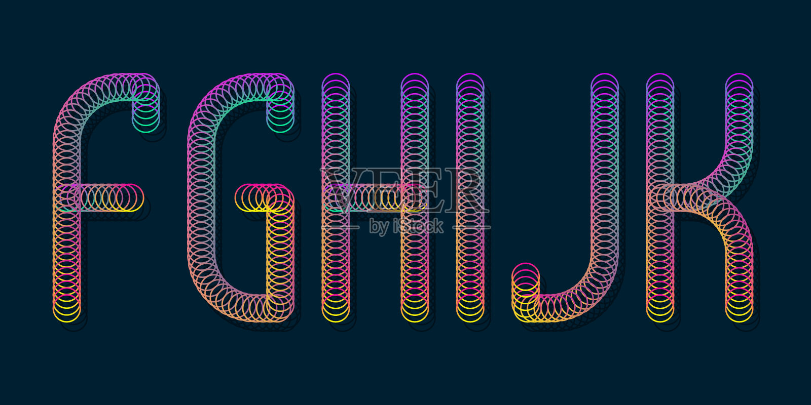 F g h I j k闪亮的彩虹字母插画图片素材