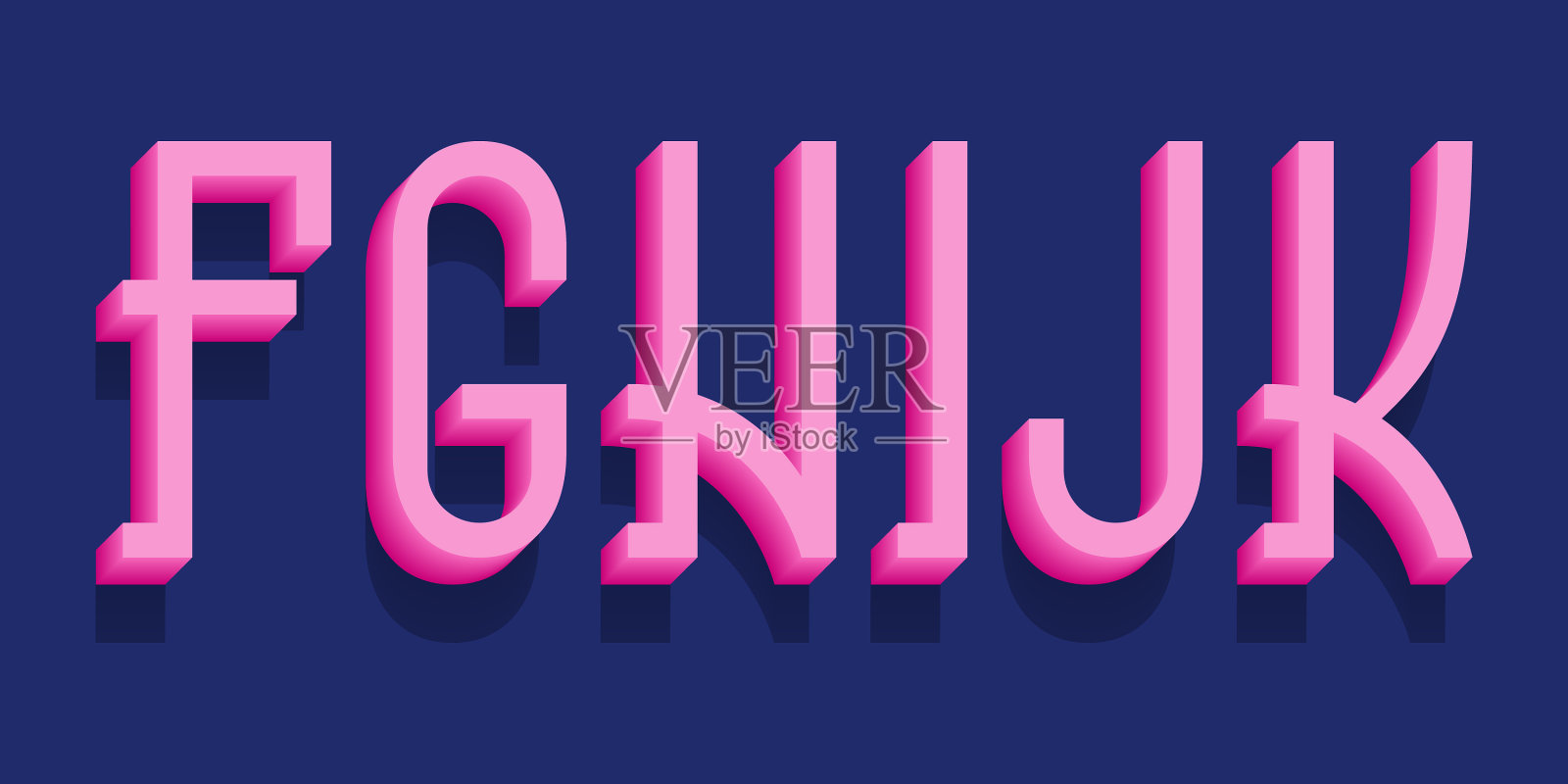 F g h I j k粉色3d字母城市体积插画图片素材