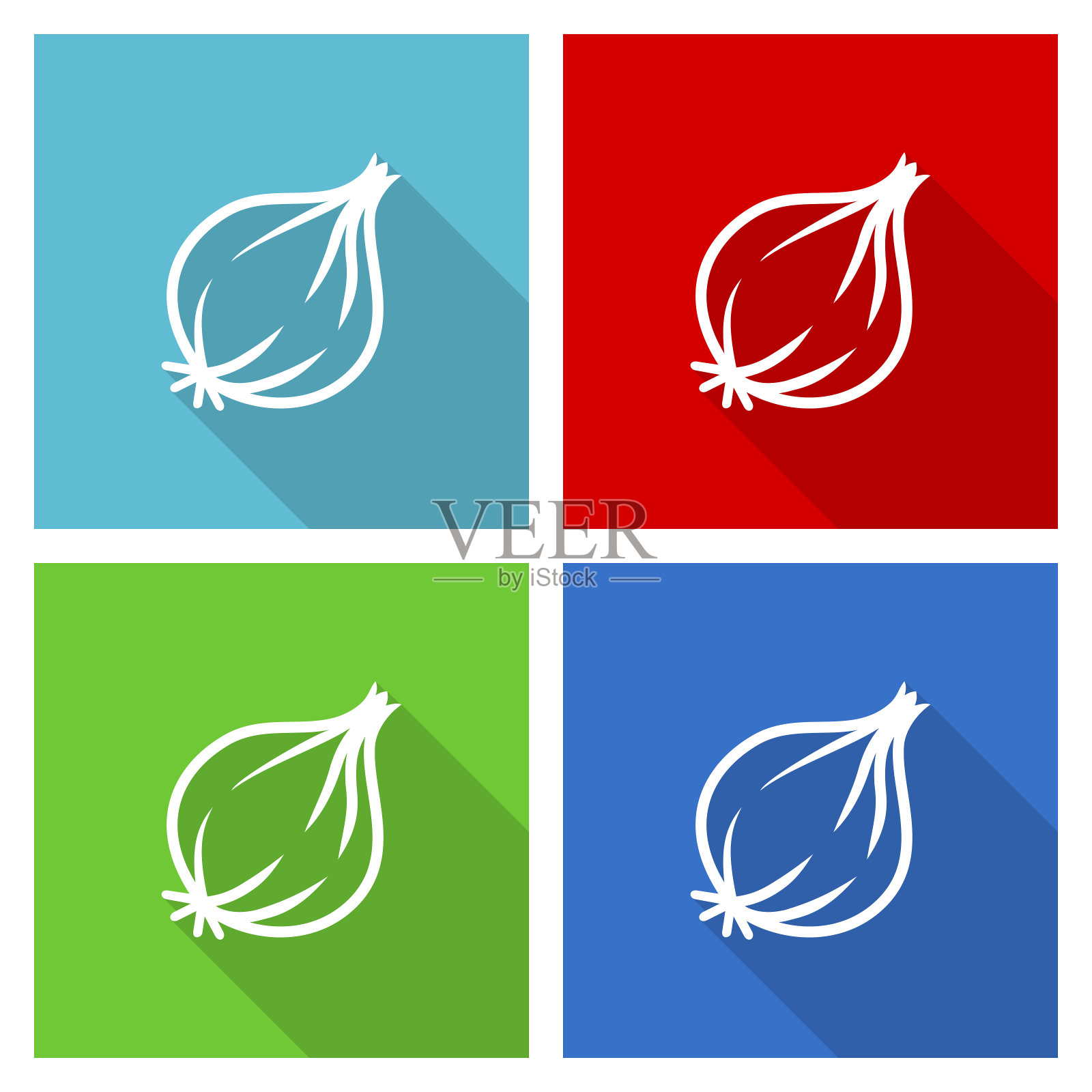 新鲜洋葱,蔬菜图标设置,平面设计矢量插图在eps 10的网页设计和移动应用程序在四种颜色的选择插画图片素材