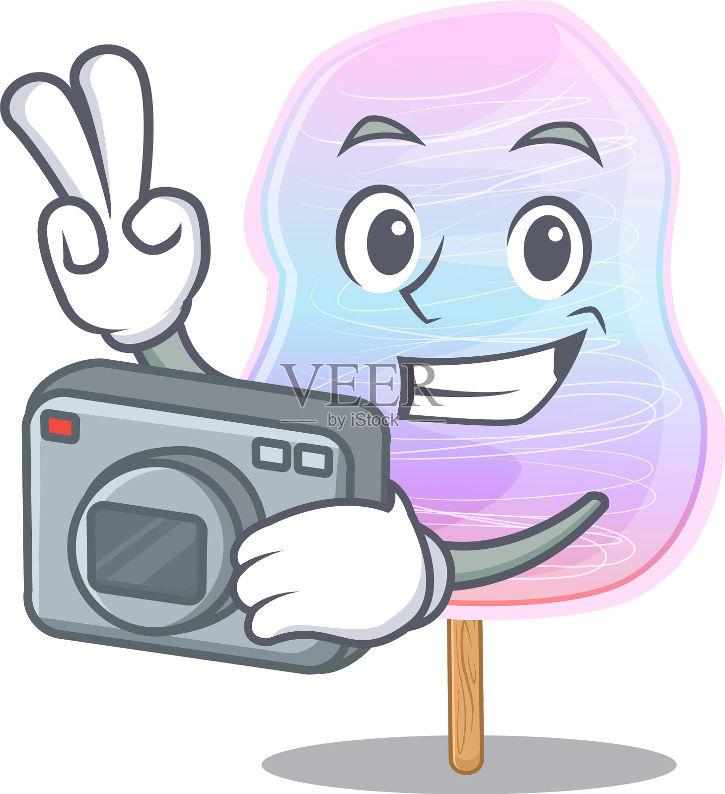 酷摄影师彩虹棉花糖性格插画图片素材