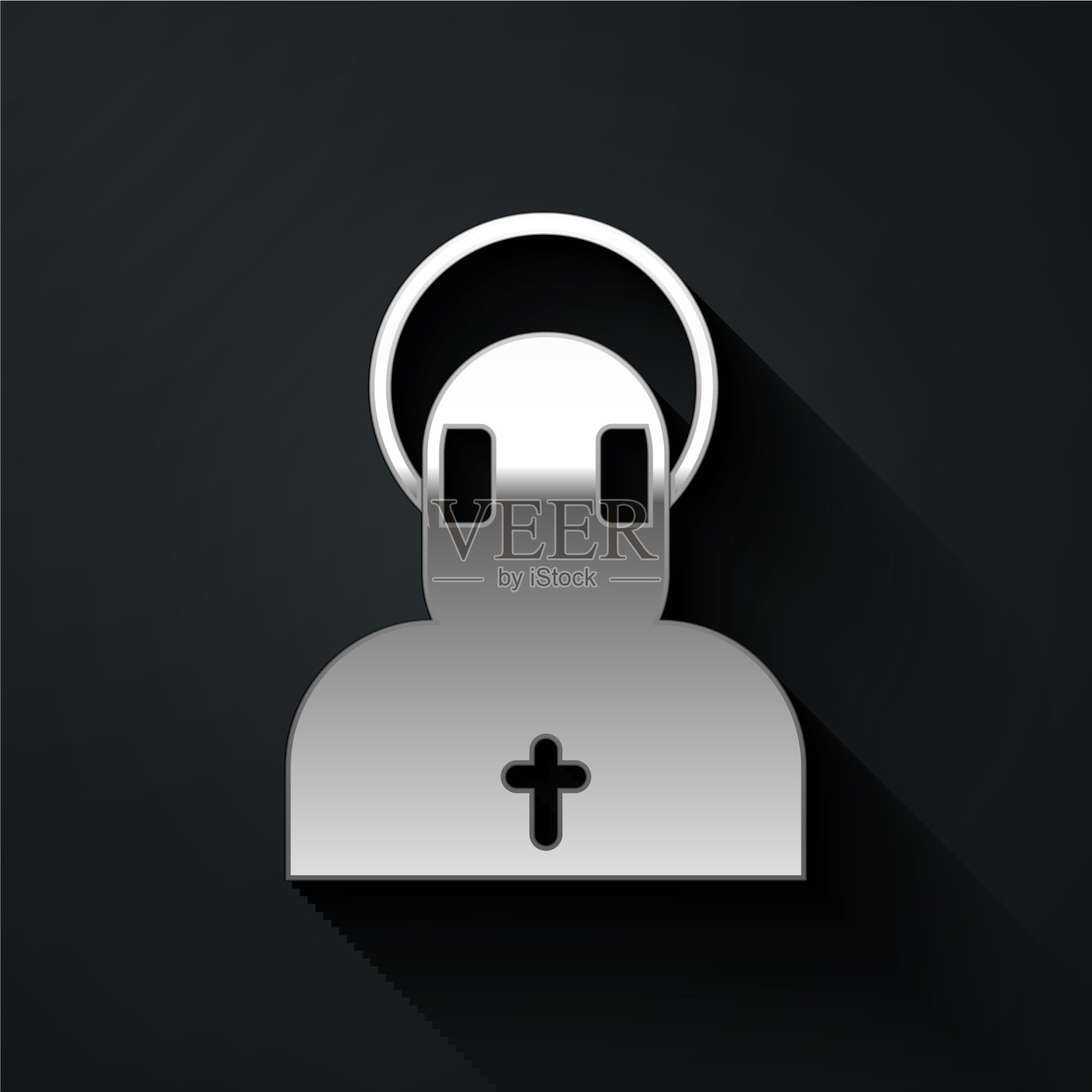 银色僧侣图标孤立在黑色背景上插画图片素材