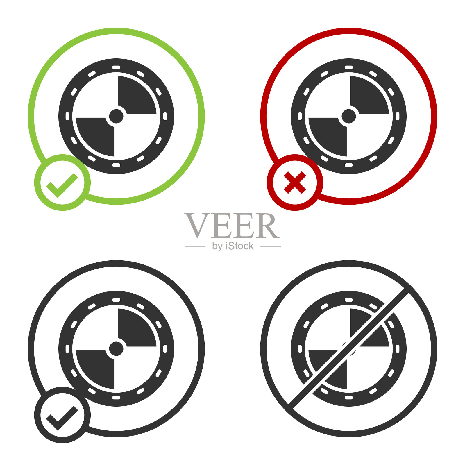 黑色圆形木盾牌图标孤立在白色插画图片素材