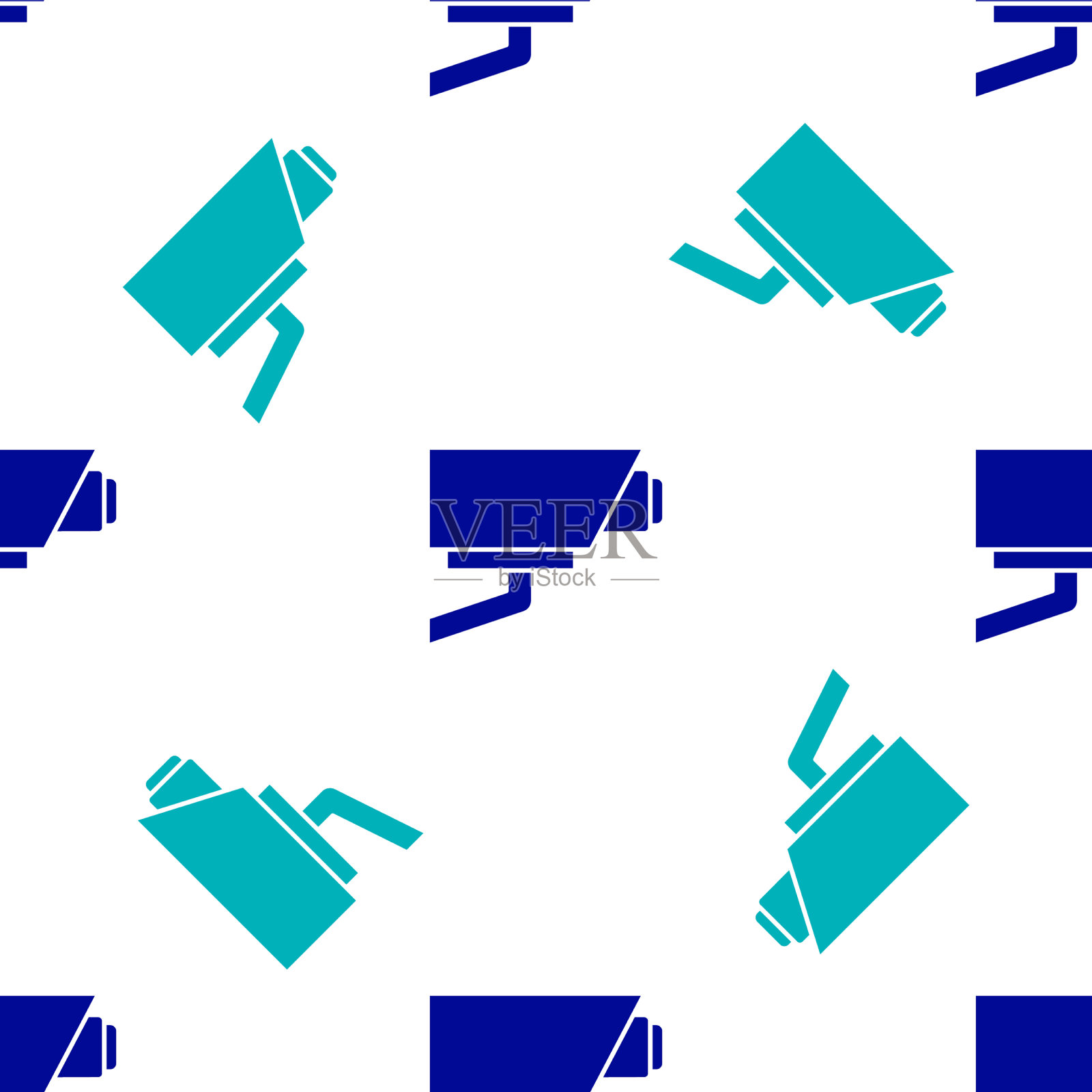 蓝色安全摄像头图标隔离无缝插画图片素材