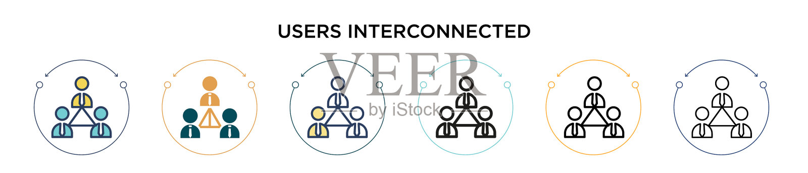 用户互联图标在填充细线图标素材