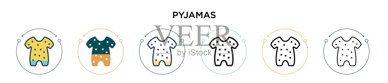 睡衣图标在填充细线轮廓和插画图片素材