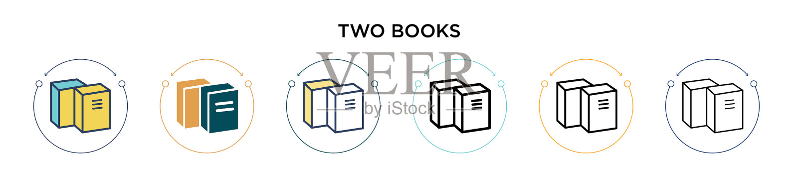 两本书图标在填充细线和大纲插画图片素材