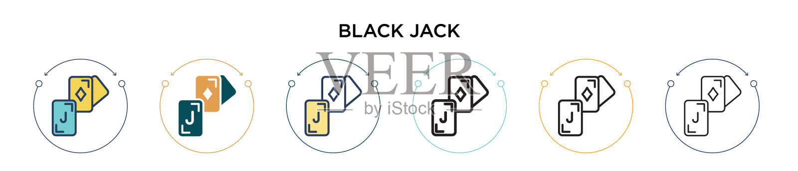 黑杰克图标在填充细线轮廓和图标素材
