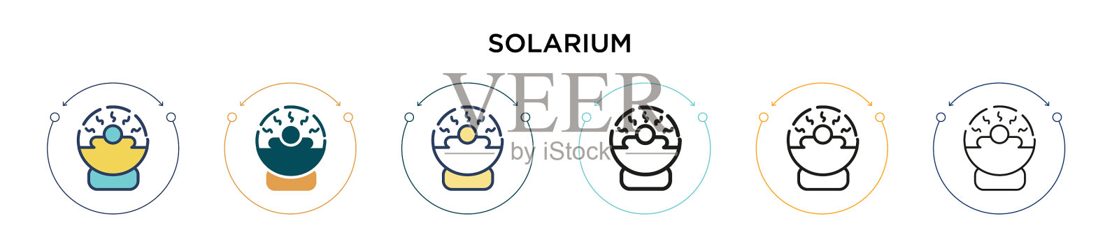 日光浴室图标在填充细线轮廓和图标素材