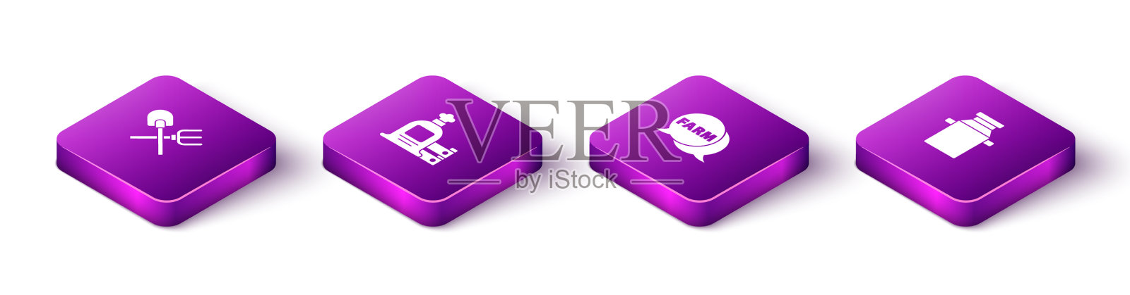 设置等距铲和耙满袋木图标素材