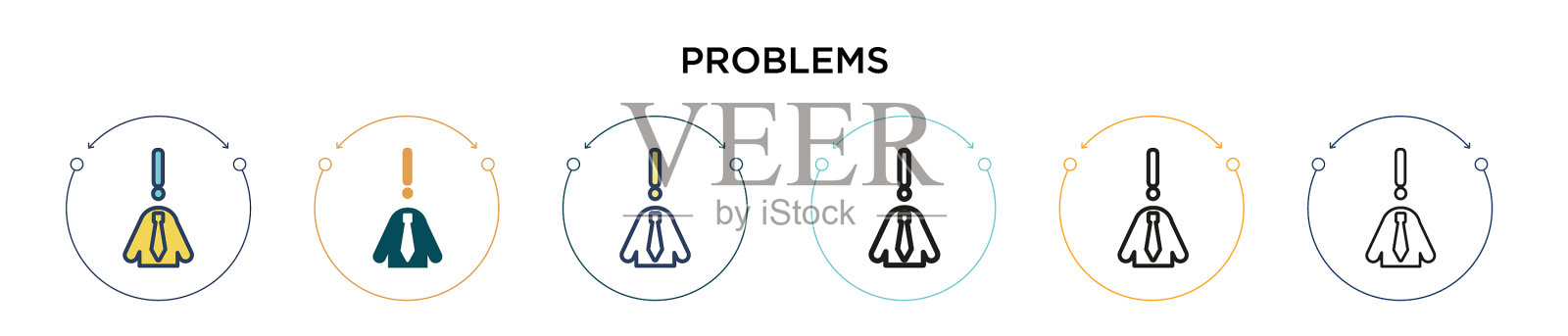 问题图标在填充细线和轮廓线图标素材