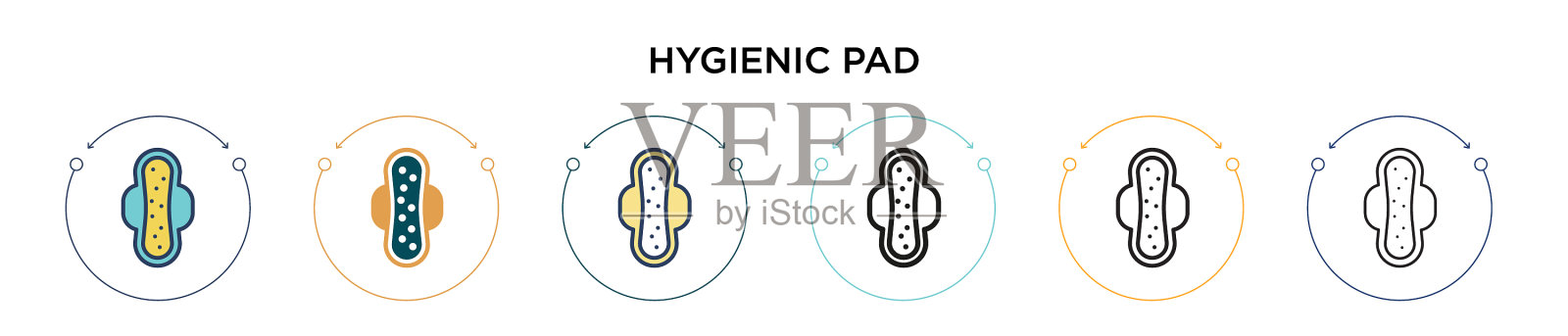 卫生垫图标在填充细线轮廓和插画图片素材