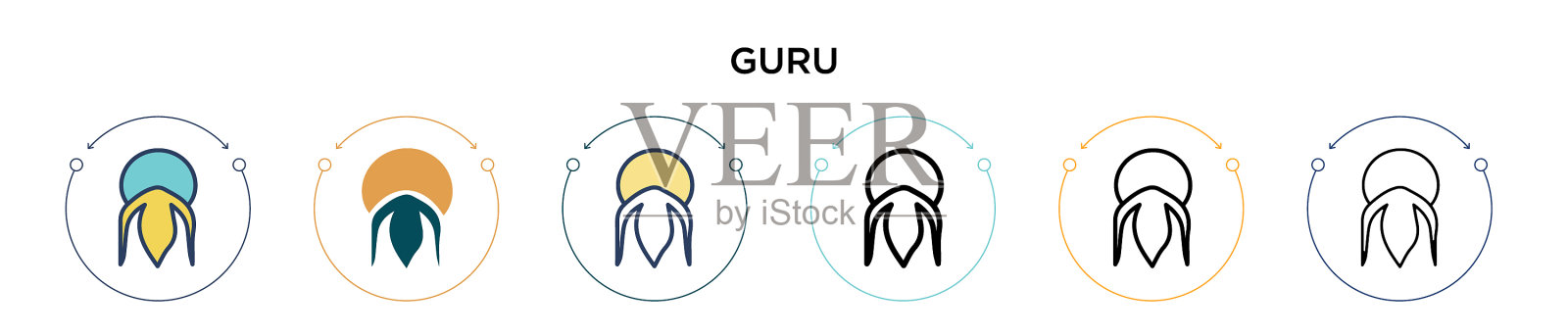 大师图标在填充细线轮廓和笔触图标素材