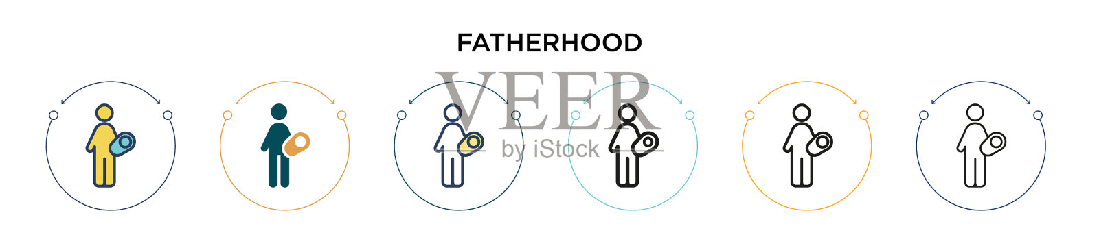 父亲的图标在填充细线轮廓和插画图片素材