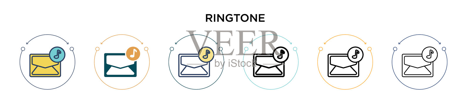 铃声图标在填充细线轮廓和图标素材