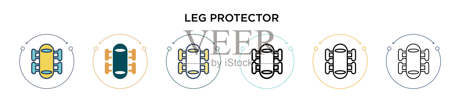 护腿图标在填充细线轮廓插画图片素材