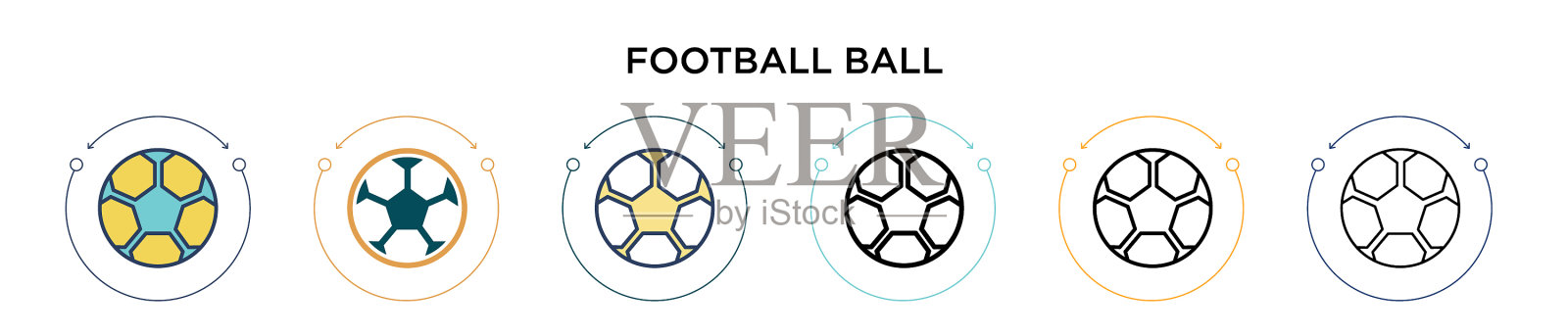 足球图标在填充细线轮廓插画图片素材