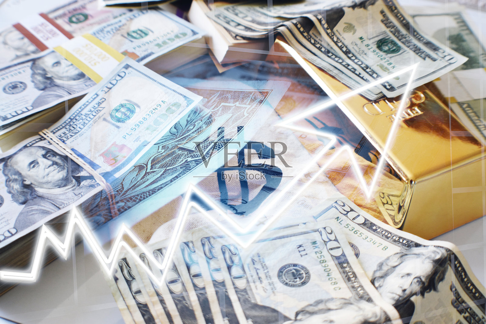 由于好消息高质量,股票投资在牛市中暴涨照片摄影图片