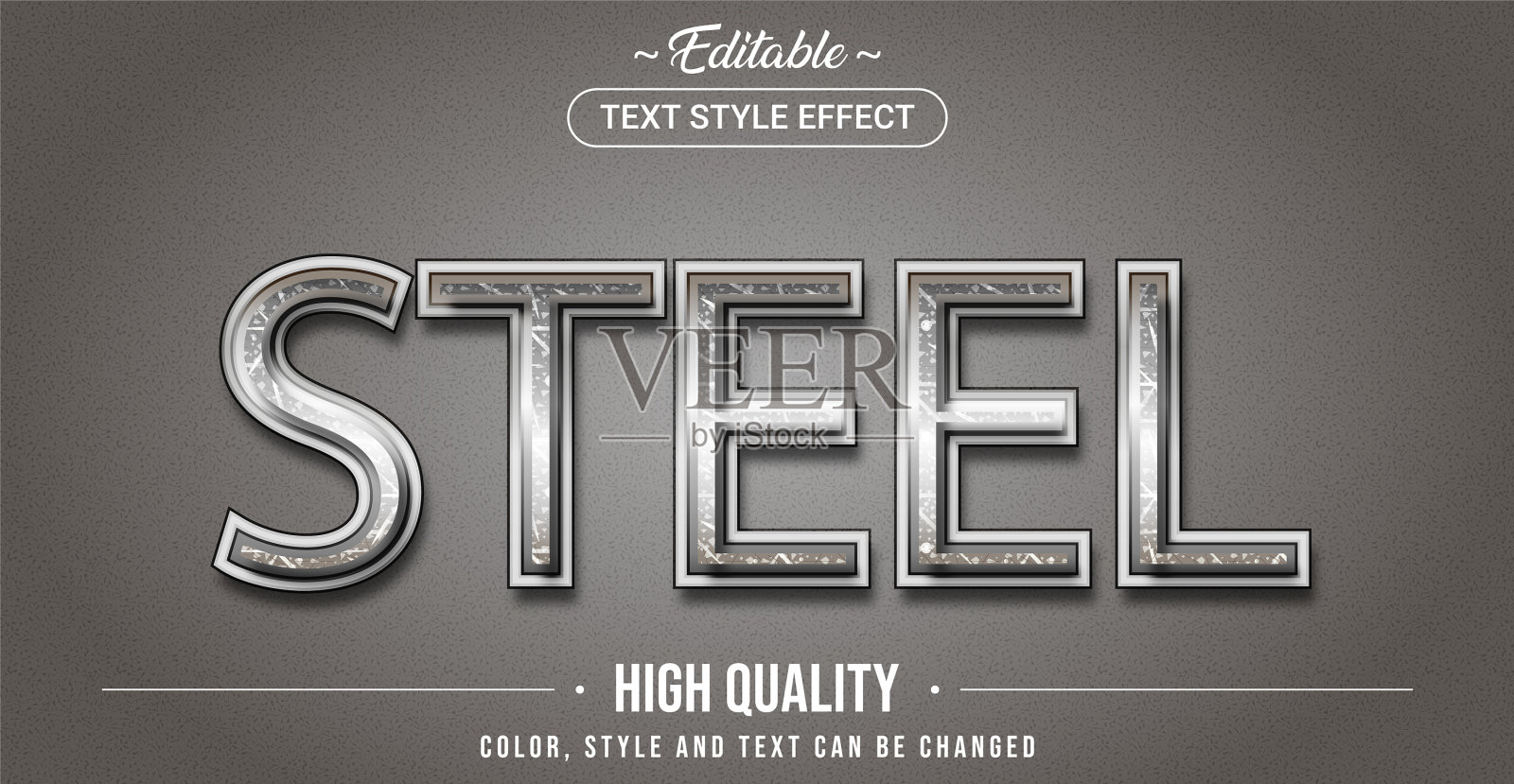 可编辑的文本样式效果-钢主题样式插画图片素材