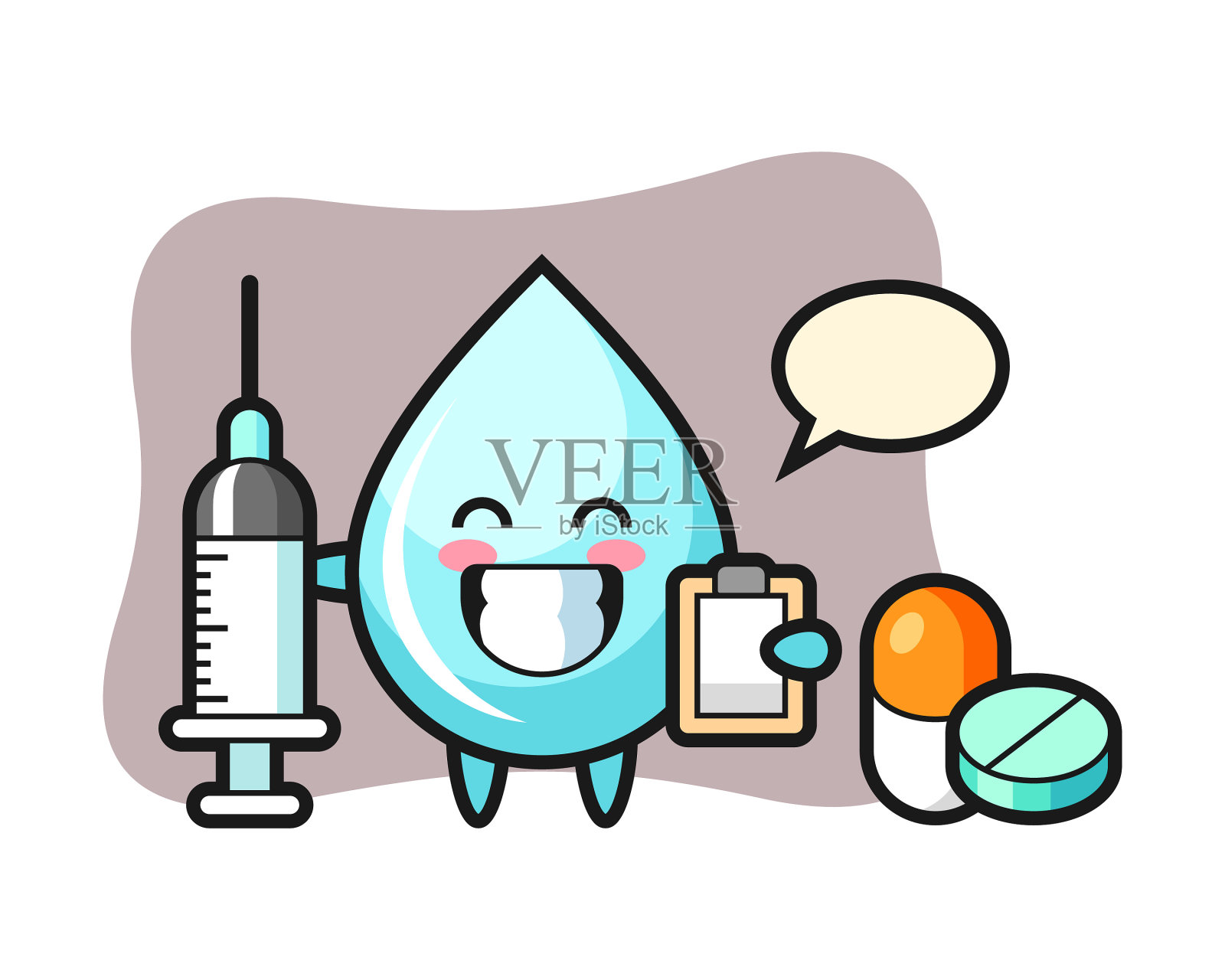 吉祥物水滴当医生插画图片素材