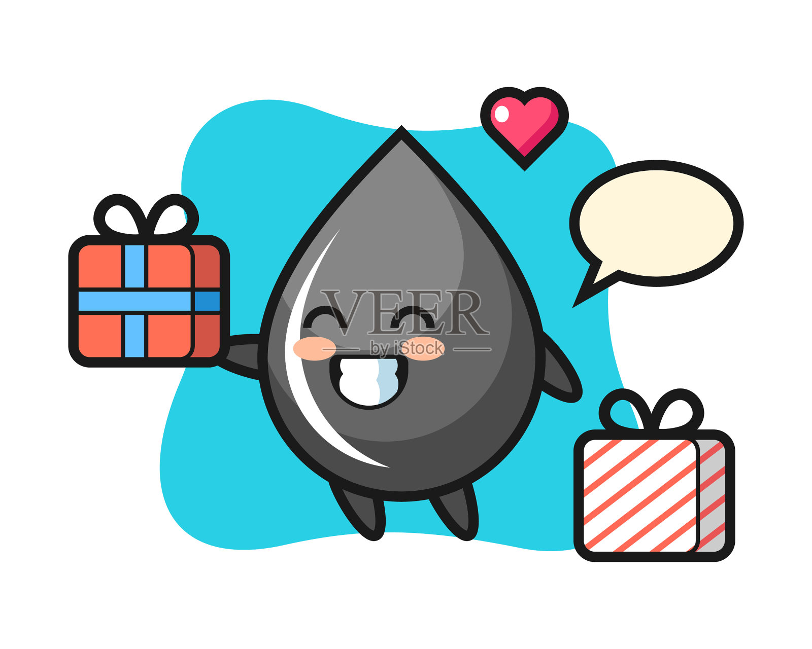 滴油吉祥物卡通赠送礼物插画图片素材
