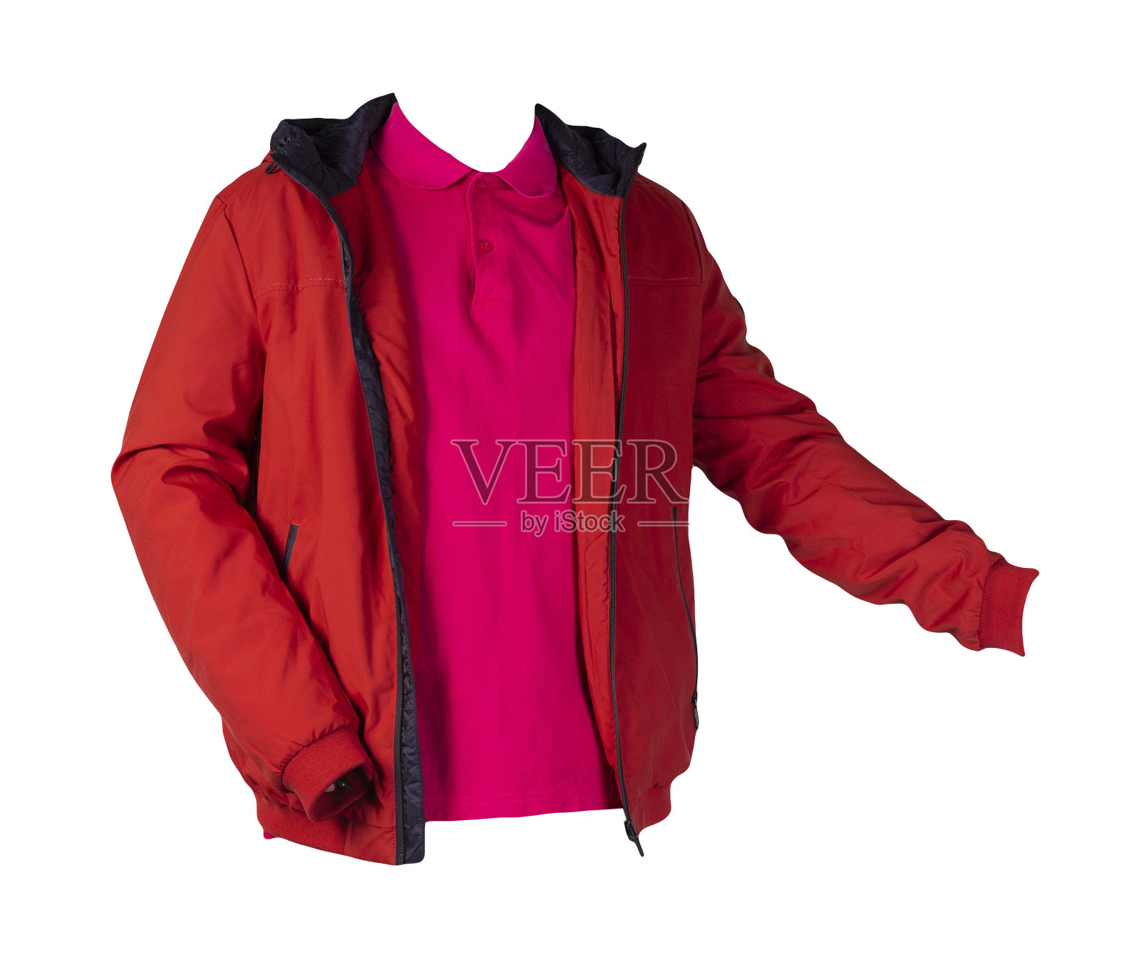 男子t恤和夹克孤立在白色背景。休闲装照片摄影图片