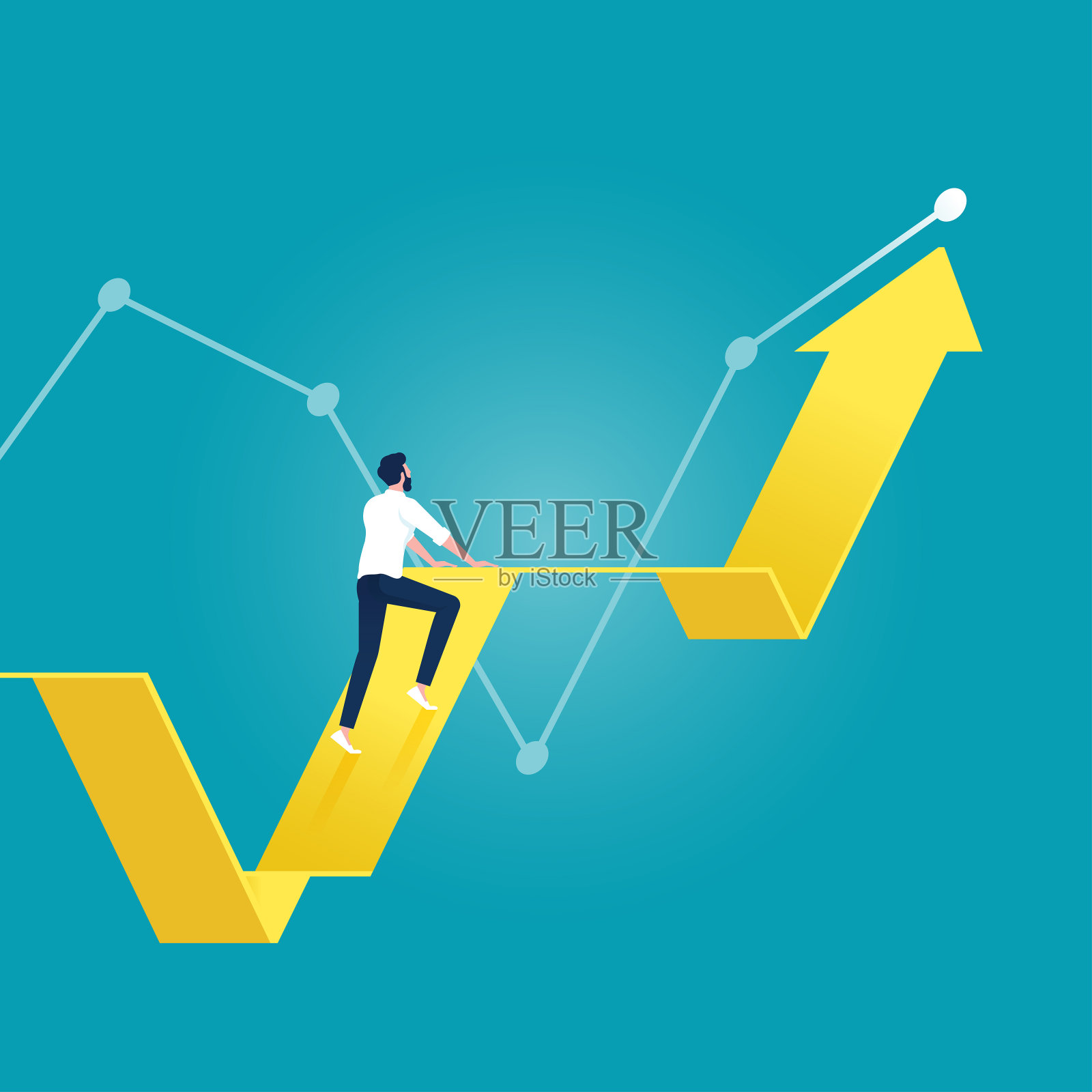 股票市场增长概念与向上的箭头为利润插画图片素材