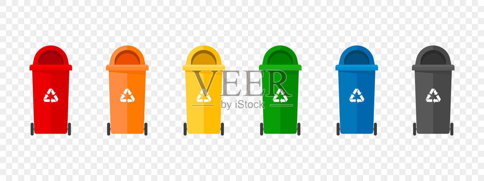 回收垃圾箱。分离的概念。垃圾箱。垃圾分类回收理念。矢量图设计元素图片