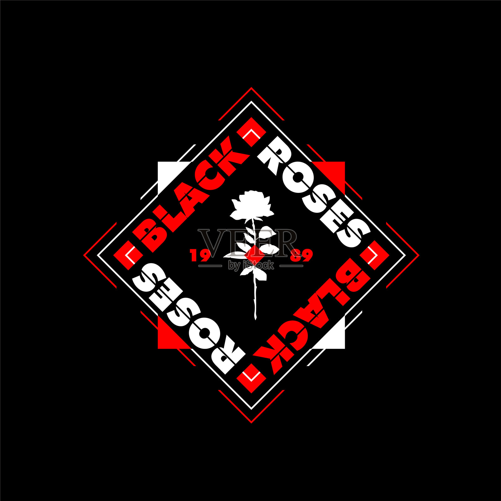 黑玫瑰1989复古时尚插画图片素材