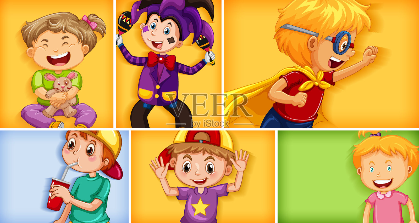 设定不同的儿童角色插画图片素材