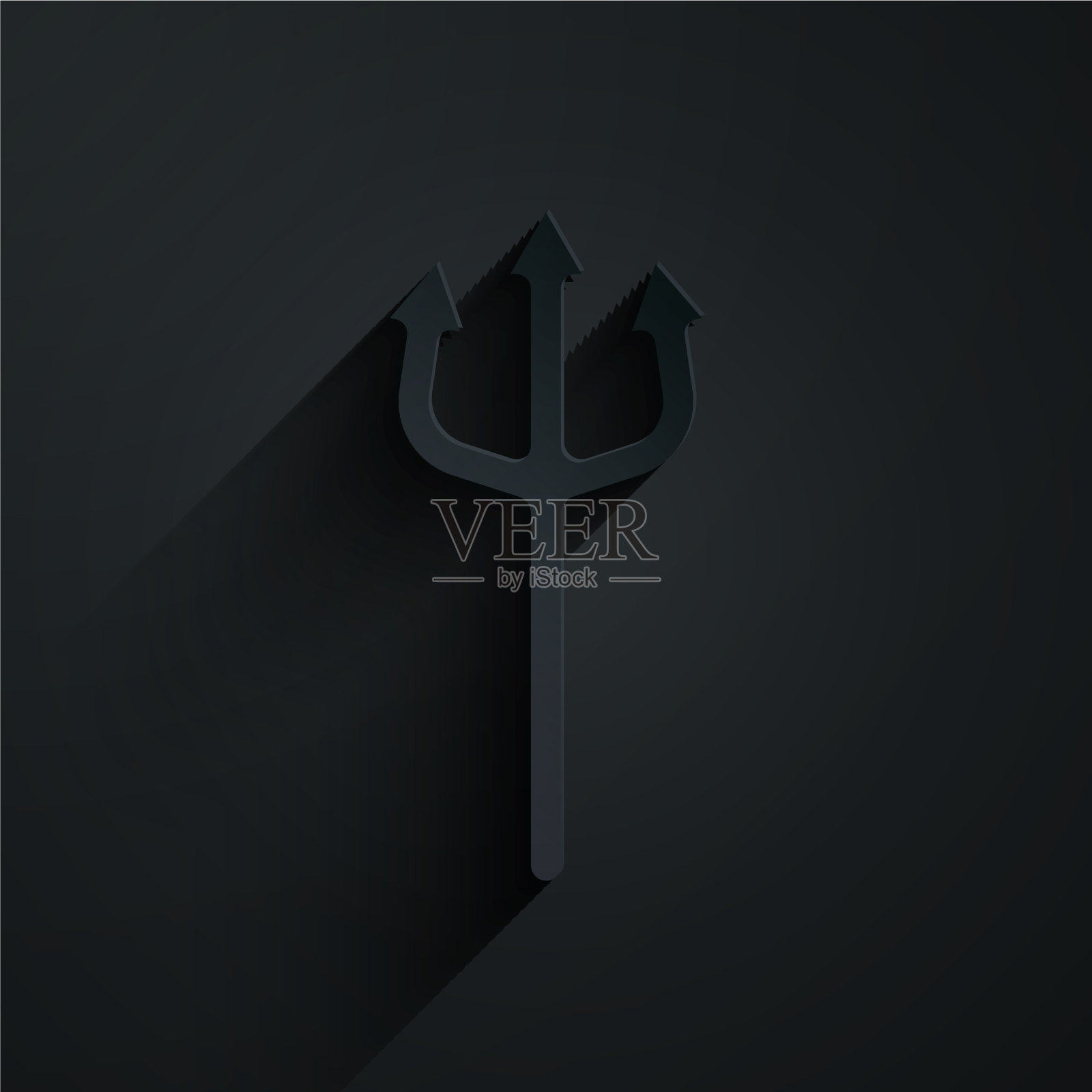 纸切割海王星三叉戟图标孤立在黑色插画图片素材