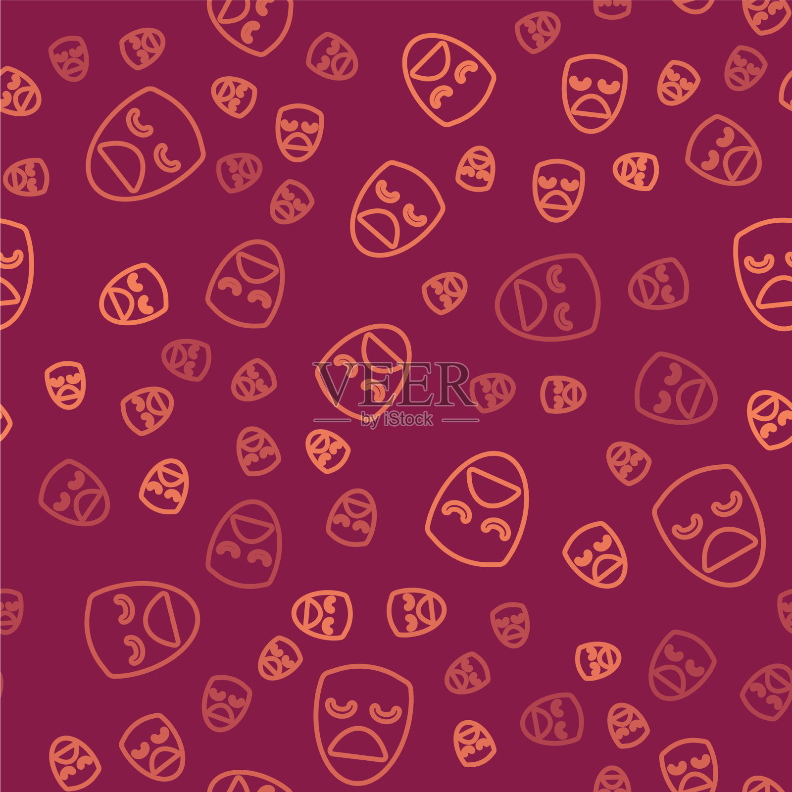 布朗线戏剧戏剧面具图标孤立插画图片素材