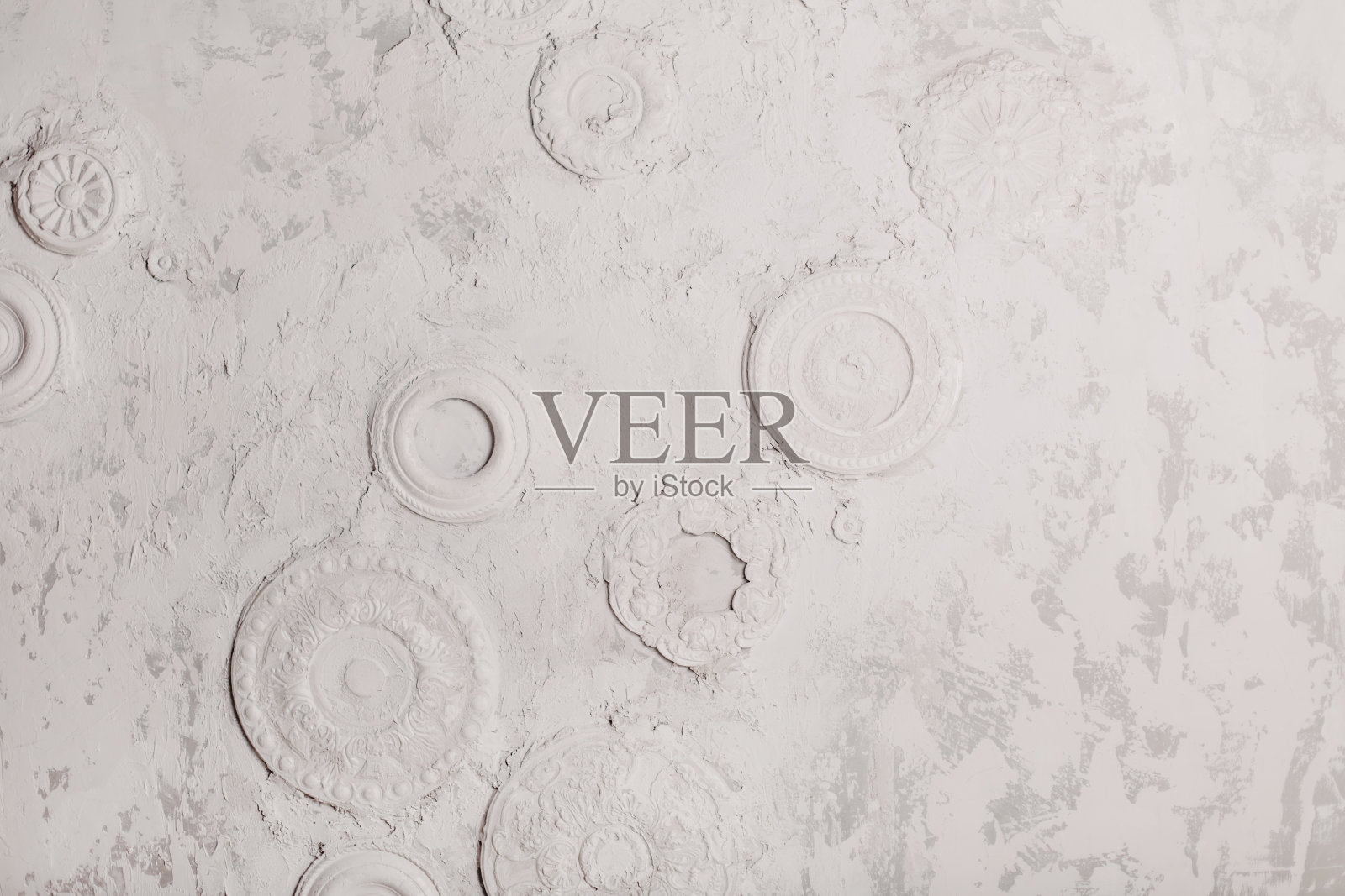 白墙设计与灰泥造型。照片摄影图片