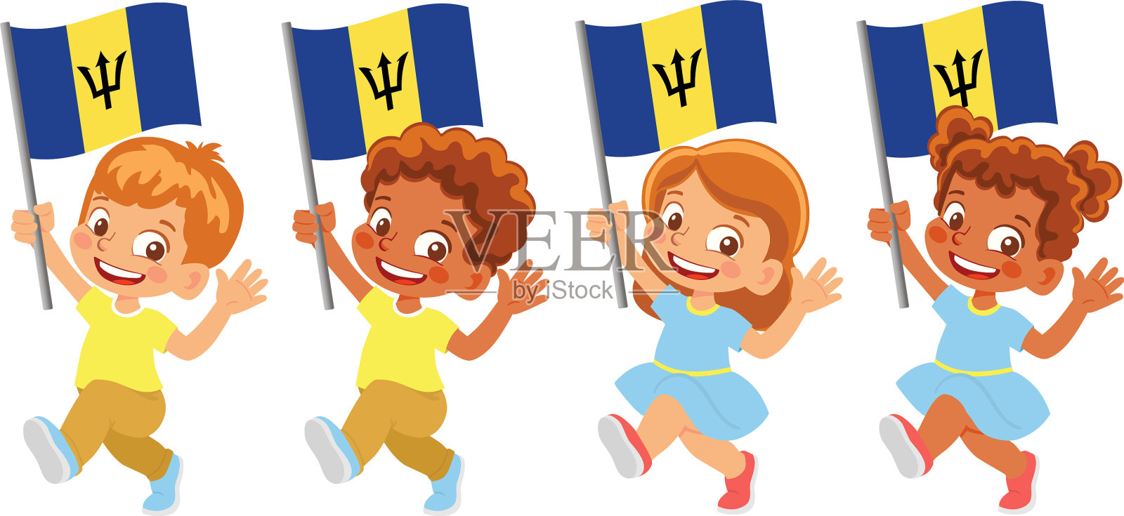 巴巴多斯旗在手插画图片素材