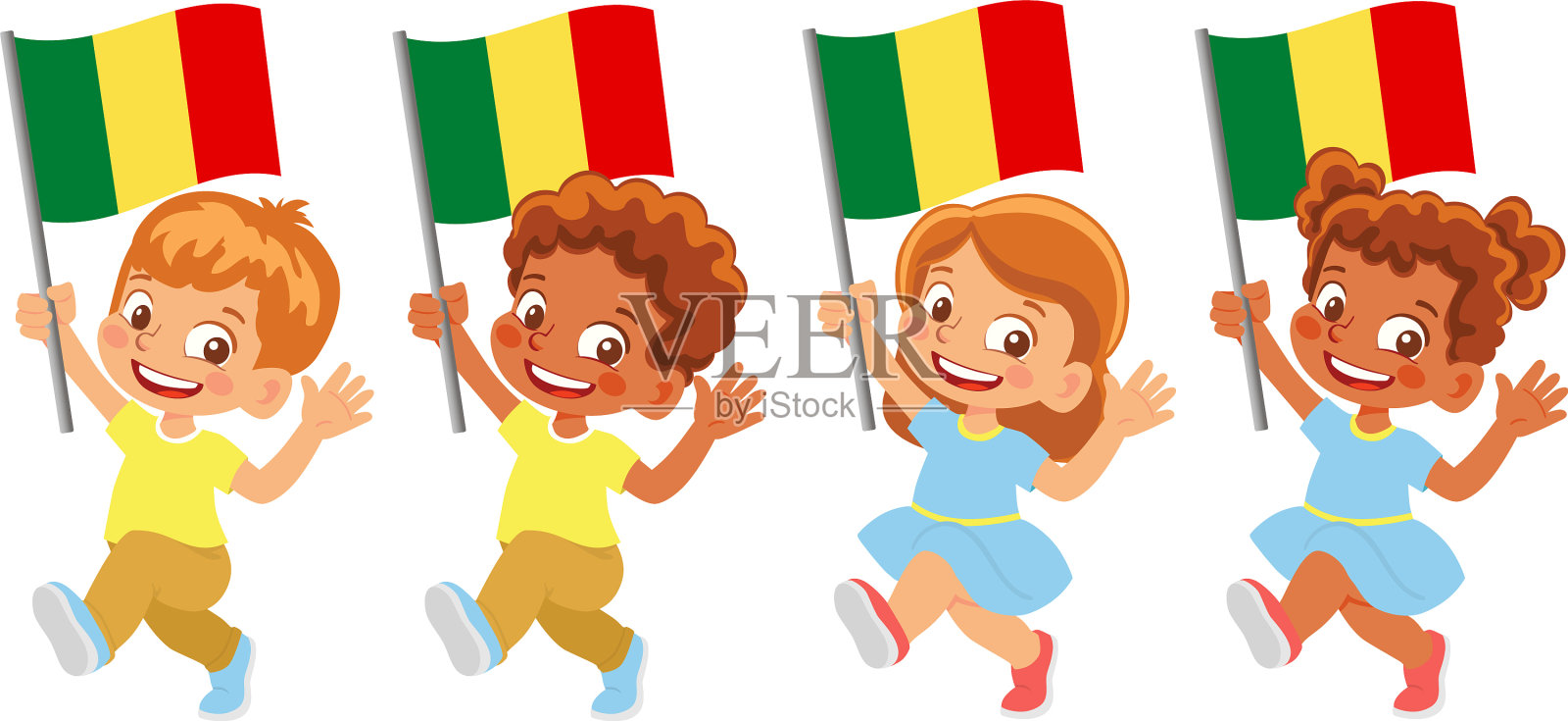 马里旗手套插画图片素材