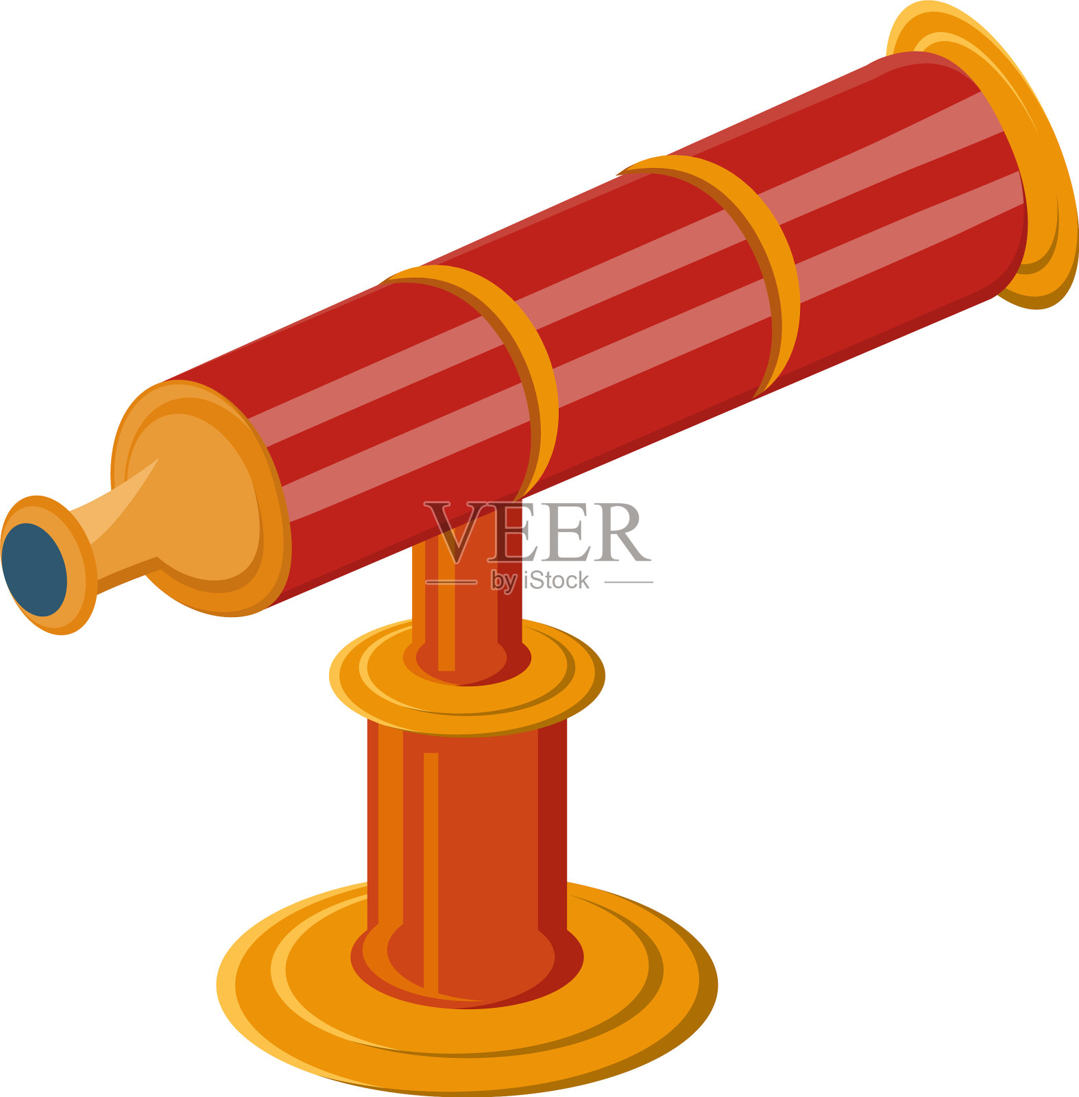 白色背景上的旧望远镜设计元素图片