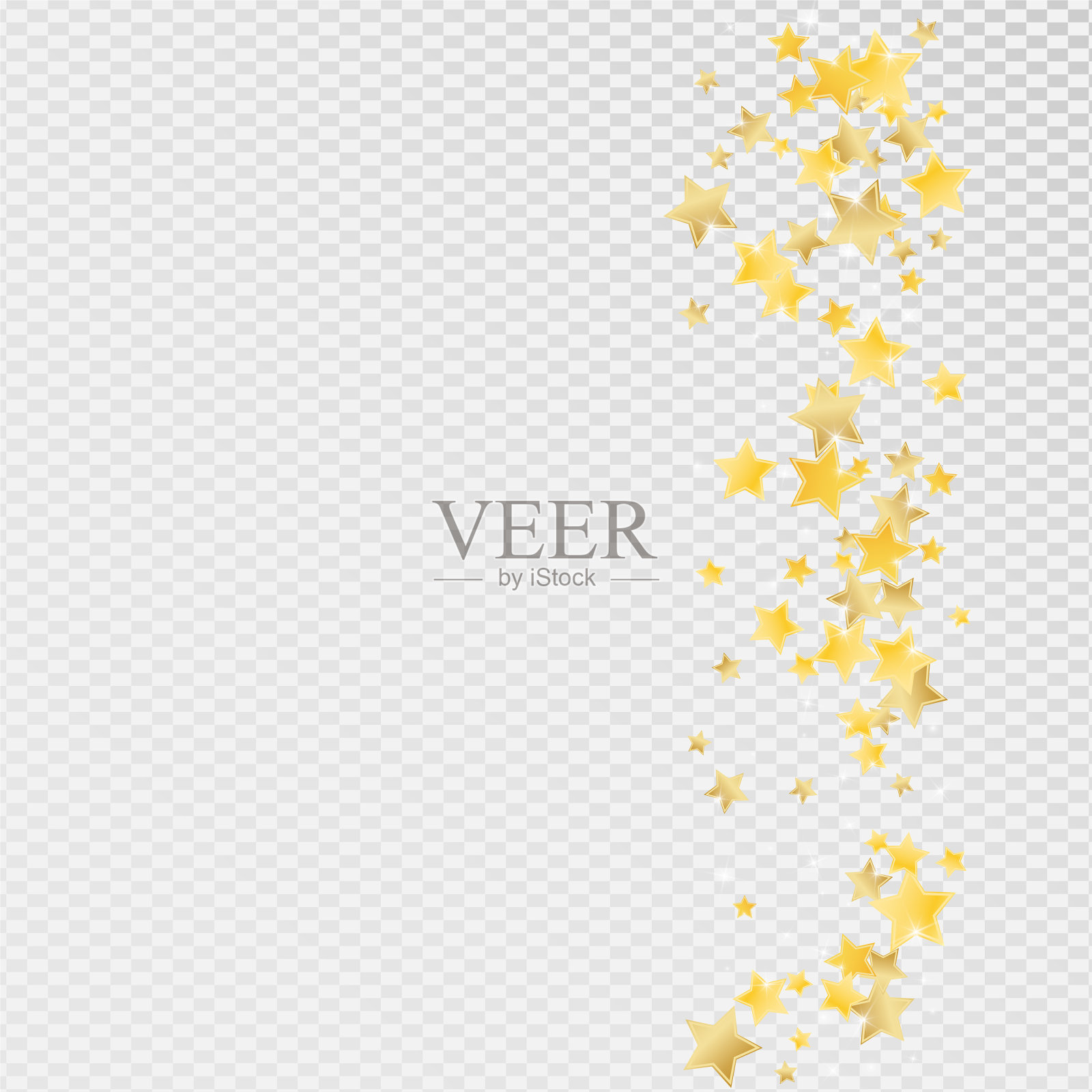 金色魔术星星透明背景插画图片素材